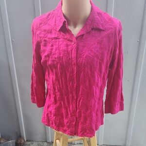 Vintage Pink Button Down Shirt with Notched